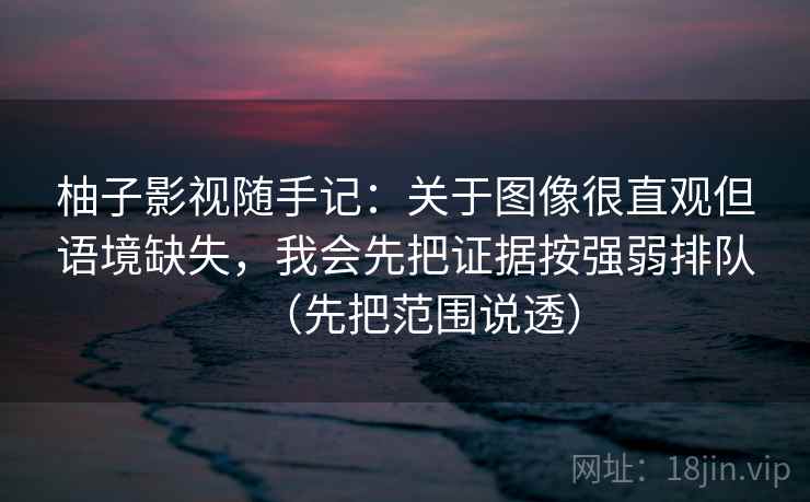 柚子影视随手记：关于图像很直观但语境缺失，我会先把证据按强弱排队（先把范围说透）